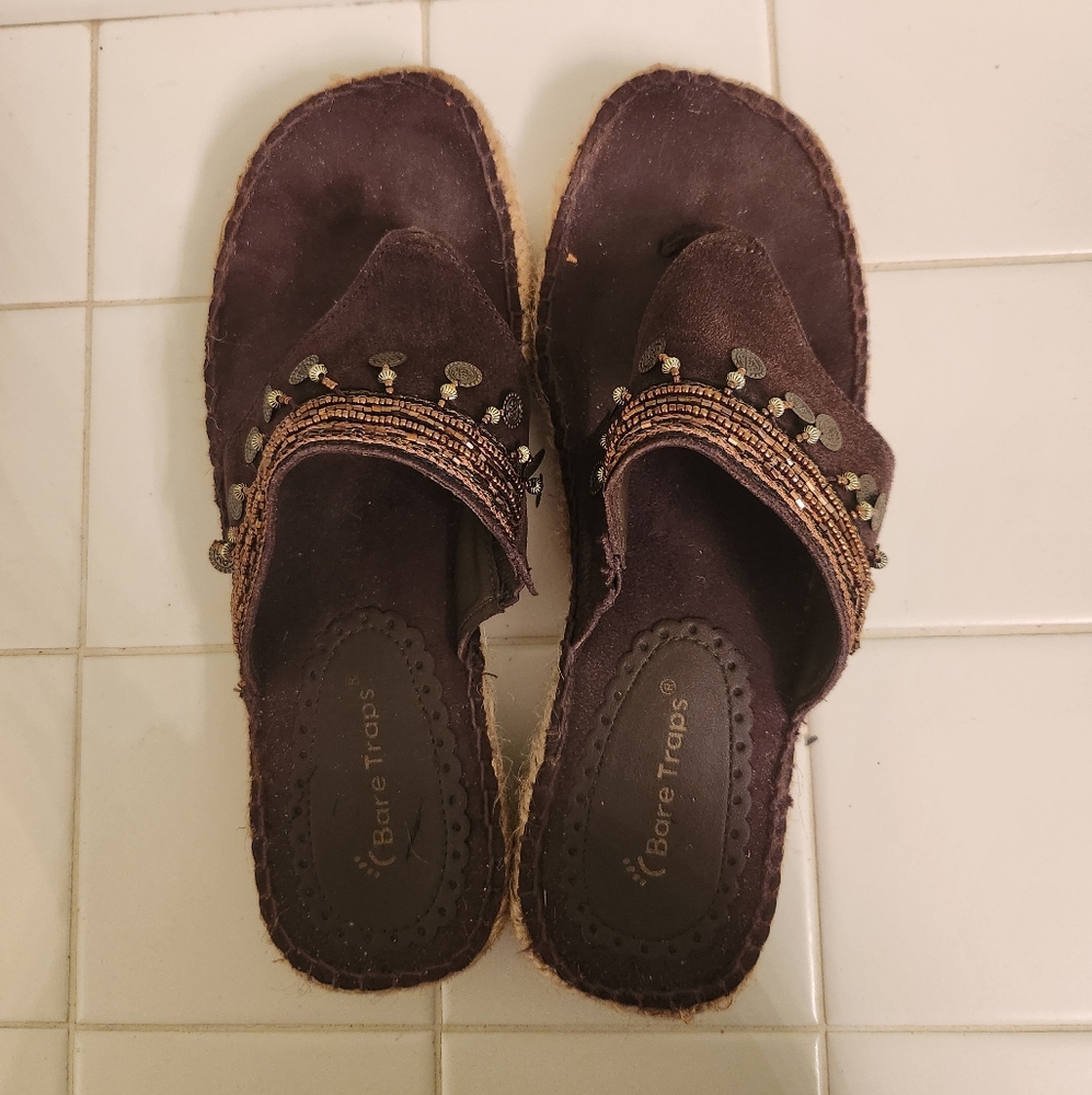 BareTraps Women's Brown Embellished Sandals